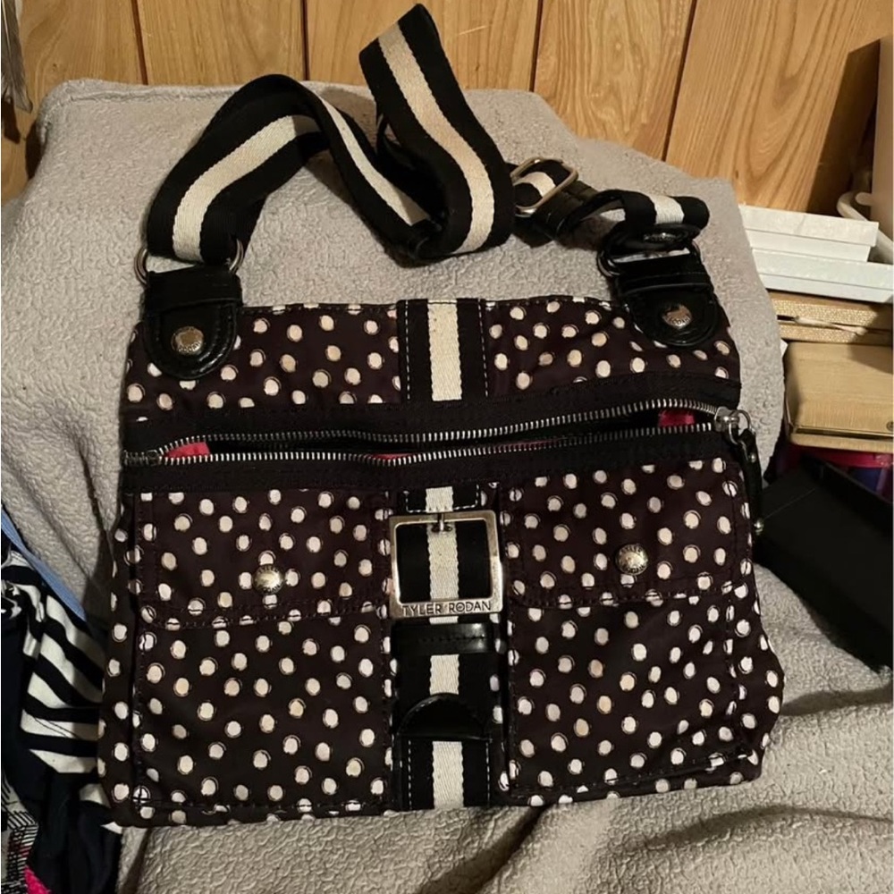 Black and White Polka Dot Crossbody Bag